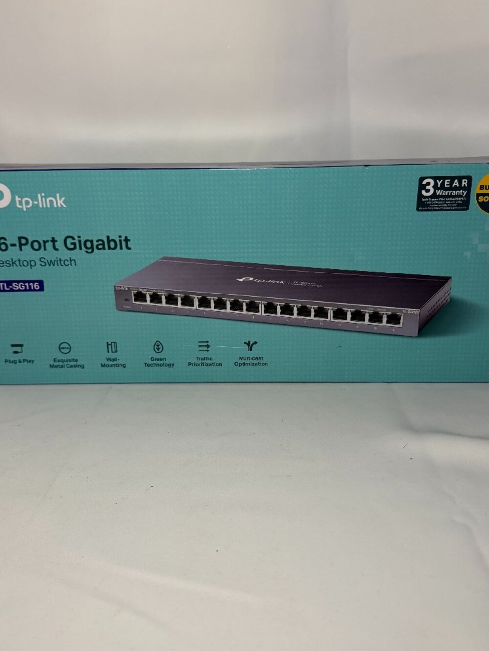TP-Link 16-Port Gigabit Desktop Switch TL-SG116 Metal Case Multicast PnP NIB
